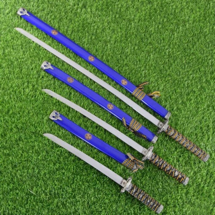 Ninja Symbol 3-piece Blue Samurai Swords Set 1