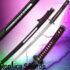 Purple Samurai Warrior Sword with Open Scabbard