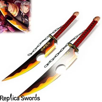 Uzui Tengen Sword Set - Amber Nichirin Twin Blade - Demon Slayer Props Replica